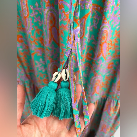 Figue Gianna Tassel Tiered Ruffle Silk Maxi Dress, Size Small - Picture 5 of 9